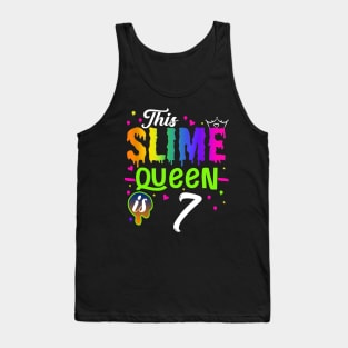 Kids This Slime Queen Is 7 Girl 7th Birthday Party Squad Outfit Tank Top